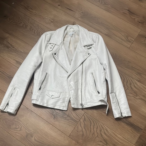 Topshop Jackets & Blazers - TOPSHOP-Women's White Leather Jacket